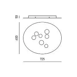 Plafoniera Moderna Luna Metallo Bianco E Alluminio Tortora 7 Luci Gx53