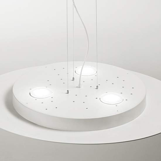 Sospensione Moderna Luna Metallo E Alluminio Bianco 7+3 Luci Gx53 Biemissione LUNA-S-B