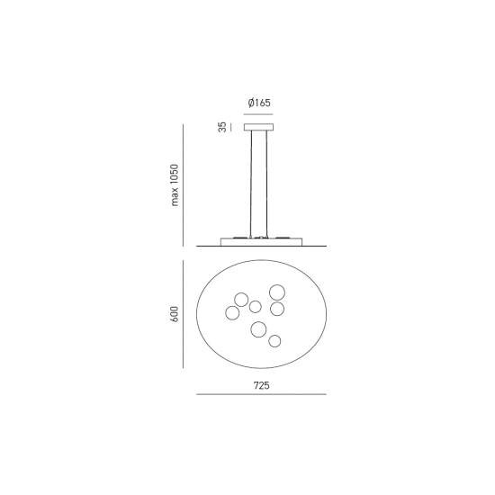 Sospensione Moderna Luna Metallo E Alluminio Bianco 7+3 Luci Gx53 Biemissione LUNA-S-B