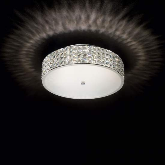 Plafoniera Contemporanea Roma Metallo-Cristallo Cromo 6 Luci 3W 3000K Luce Calda 000657