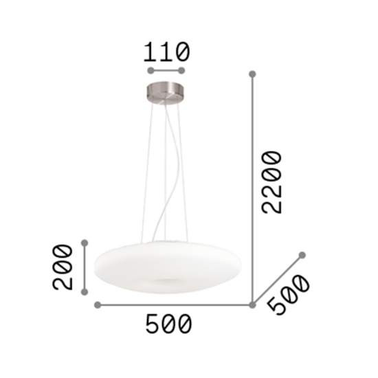Sospensione Moderna Glory Vetro Bianco 3 Luci E27 D50Cm 019734
