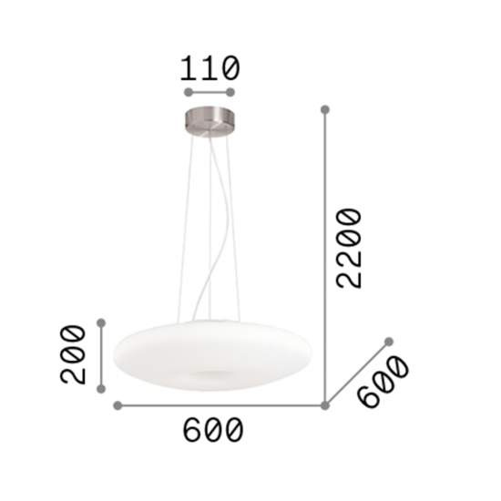 Sospensione Moderna Glory Vetro Bianco 5 Luci E27 D60 019741