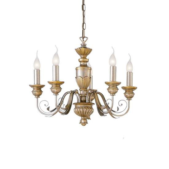 Lampadario Classico Firenze Materie Plastiche Oro 5 Luci E14 020822
