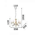 Lampadario Classico Firenze Materie Plastiche Oro 5 Luci E14 020822