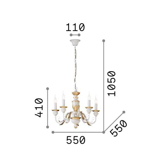 Lampadario Classico Firenze Materie Plastiche Oro 5 Luci E14 020822