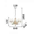 Lampadario Classico Firenze Materie Plastiche Oro 8 Luci E14 020839