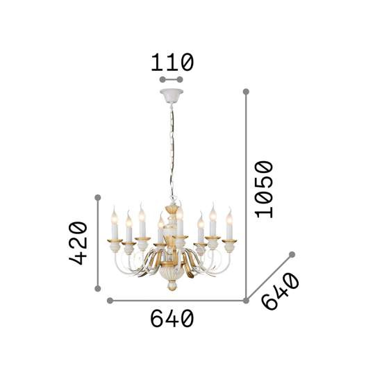 Lampadario Classico Firenze Materie Plastiche Oro 8 Luci E14 020839