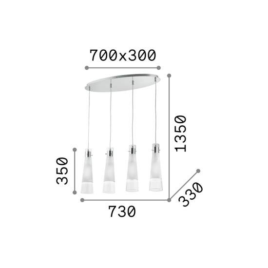 Sospensione Moderna Kuky Vetro Trasparente 4 Luci E27 023038