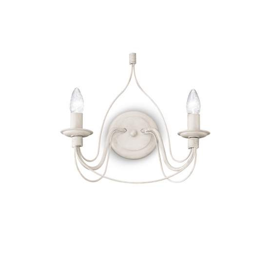 Applique Shabby Chic-Provenzale Corte Metallo Bianco 2 Luci E14 028460