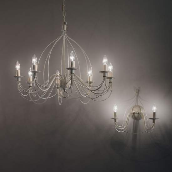 Applique Shabby Chic-Provenzale Corte Metallo Bianco 2 Luci E14 028460