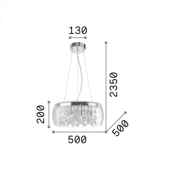 Sospensione Moderna Audi-80 Metallo Trasparente 8 Luci G9 3W 3000K Luce Calda 031750