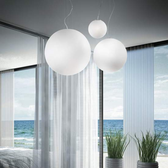 Sospensione Moderna Mapa Vetro Acidato Bianco 1 Luce E27 D40Cm 032139