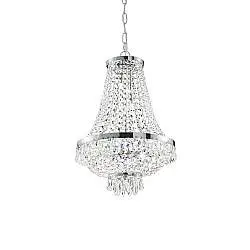 Lampadario Classico Caesar Metallo-Cristallo Cromo 6 Luci G9 3W 3000K Luce Calda