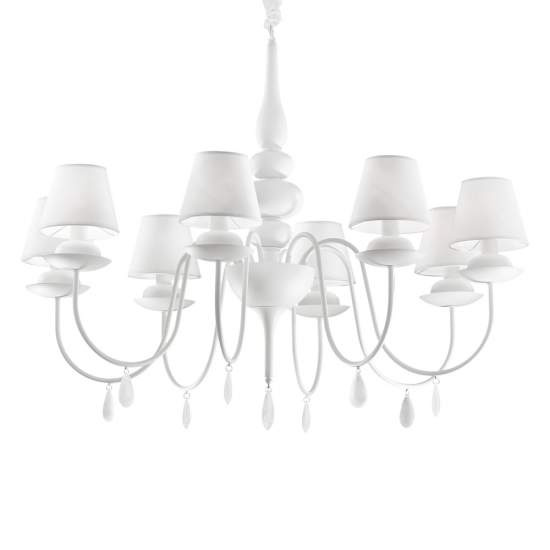 Lampadario Shabby Chic-Provenzale Blanche Metallo Bianco 8 Luci E14 035574