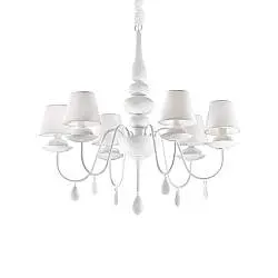 Lampadario Shabby Chic-Provenzale Blanche Metallo Bianco 6 Luci E14