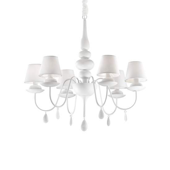 Lampadario Shabby Chic-Provenzale Blanche Metallo Bianco 6 Luci E14 035581