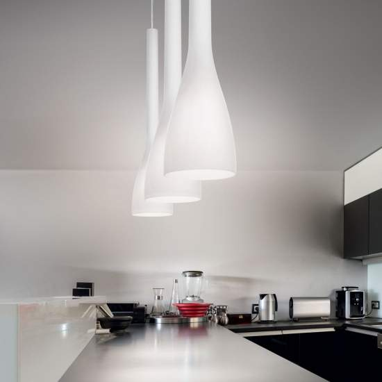 Sospensione Moderna Flut Vetro Bianco 1 Luce E27 Big 035666