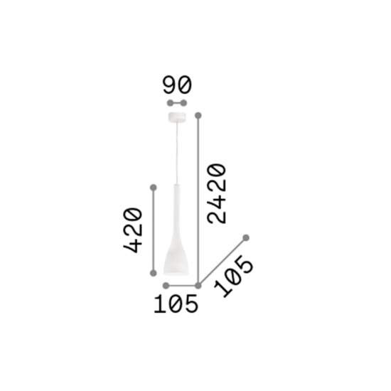 Sospensione Moderna Flut Vetro Nero 1 Luce E14 Small 035710