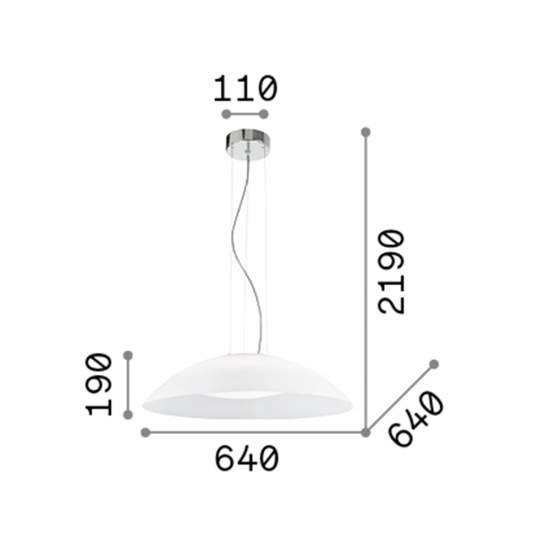 Sospensione Moderna Lena Vetro Bianco 3 Luci E27 D64Cm 035727