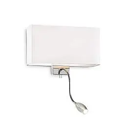 Applique Moderna Hotel Metallo Bianco E Cromo 2 Luci E27+Led 1,5W