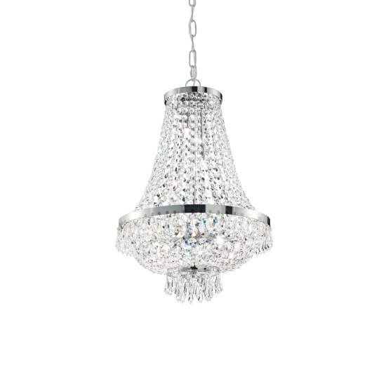 Lampadario Classico Caesar Metallo-Cristallo Cromo 9 Luci G9 3W 3000K Luce Calda 041827