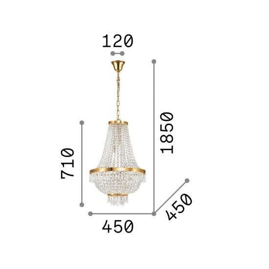 Lampadario Classico Caesar Metallo-Cristallo Cromo 9 Luci G9 3W 3000K Luce Calda 041827