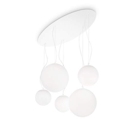 Sospensione Moderna Mapa Vetro Bianco 5 Luci E27 043562