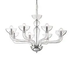 Sospensione Contemporanea Casanova Metallo Trasparente 8 Luci E14