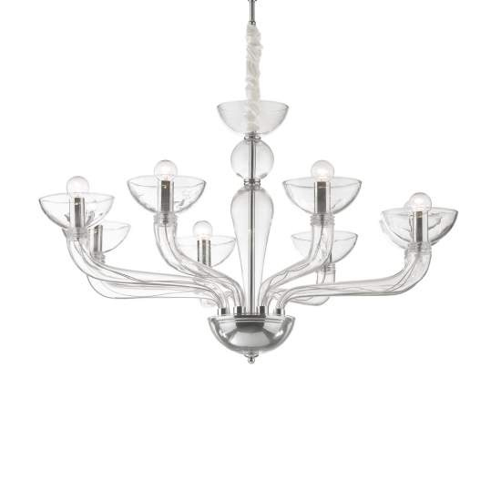 Sospensione Contemporanea Casanova Metallo Trasparente 8 Luci E14 044255