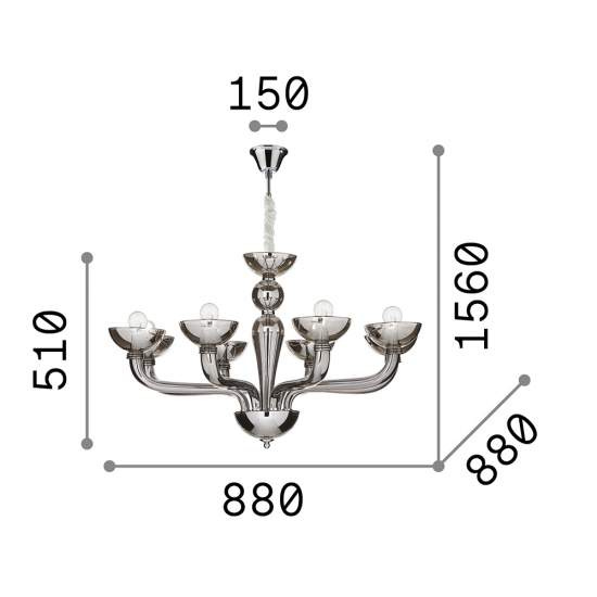 Sospensione Contemporanea Casanova Metallo Trasparente 8 Luci E14 044255