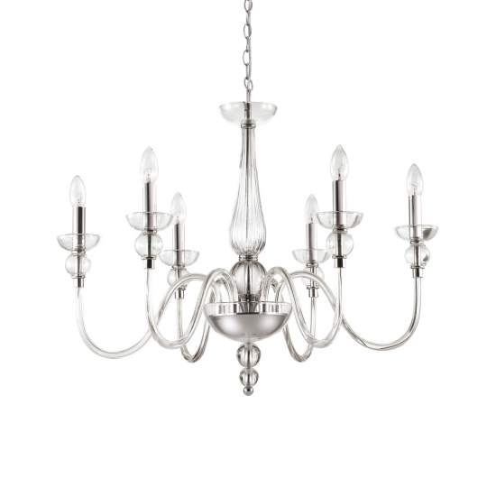 Lampadario Classico Doge Vetro Trasparente 6 Luci E14 044422
