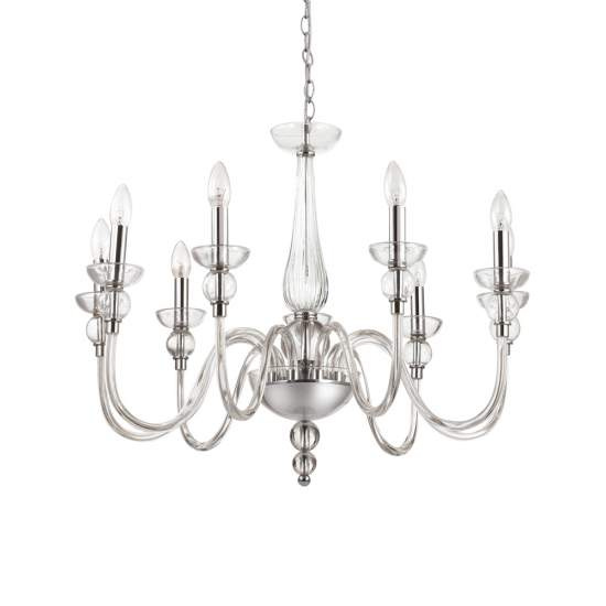 Lampadario Classico Doge Vetro Trasparente 9 Luci E14 044453