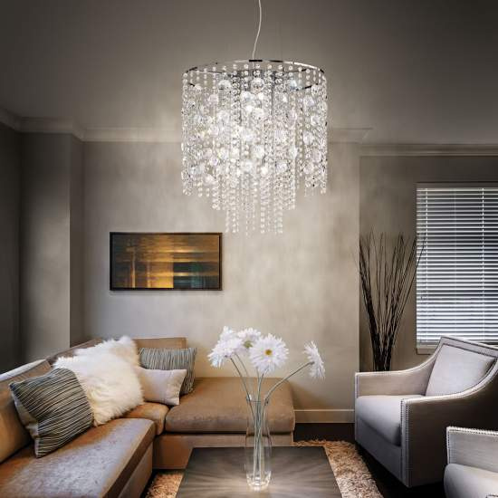 Lampadario Classico Evasione Vetro Cromo 8 Luci G9 3W 3000K Luce Calda 044774
