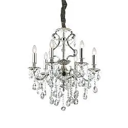 Lampadario Classico Gioconda Metallo-Cristallo Argento 6 Luci E14