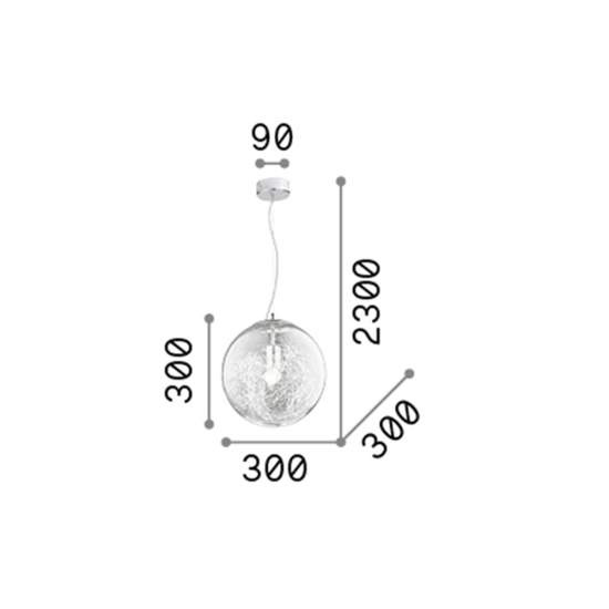 Sospensione Moderna Mapa Vetro Cromo 1 Luce E27 D30Cm 045115