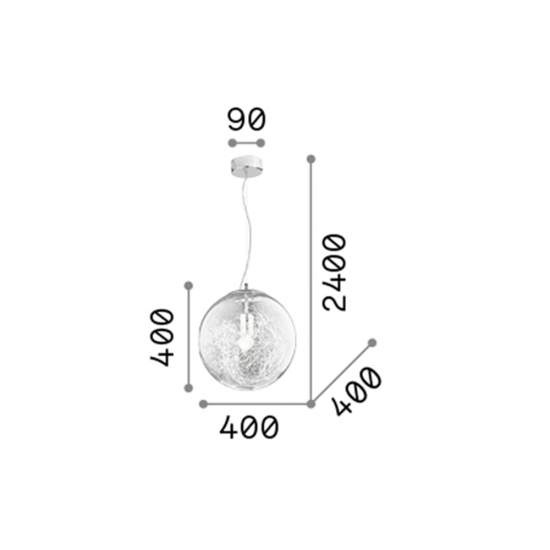 Sospensione Moderna Mapa Vetro Cromo 1 Luce E27 D40Cm 045122