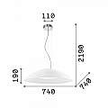 Sospensione Moderna Lena Vetro Bianco 3 Luci E27 D74Cm 052786