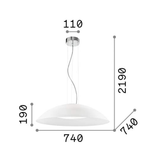 Sospensione Moderna Lena Vetro Bianco 3 Luci E27 D74Cm 052786