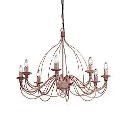 Lampadario Shabby Chic-Provenzale Corte Metallo Corten 8 Luci E14