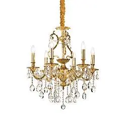 Lampadario Classico Gioconda Metallo-Cristallo Oro 6 Luci E14