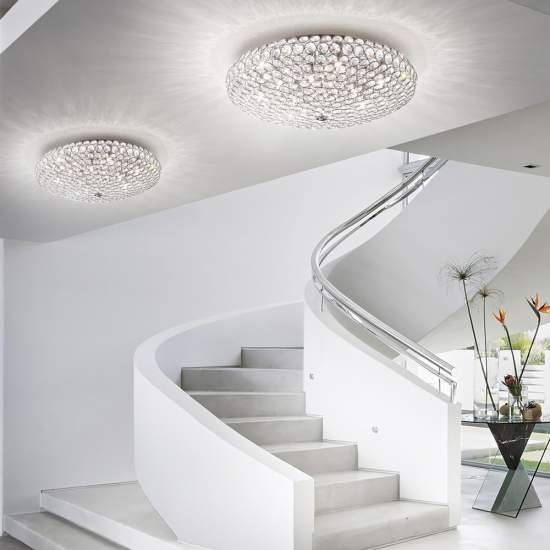 Plafoniera Contemporanea King Metallo-Cristallo Cromo 9 Luci G9 3W 3000K 073255