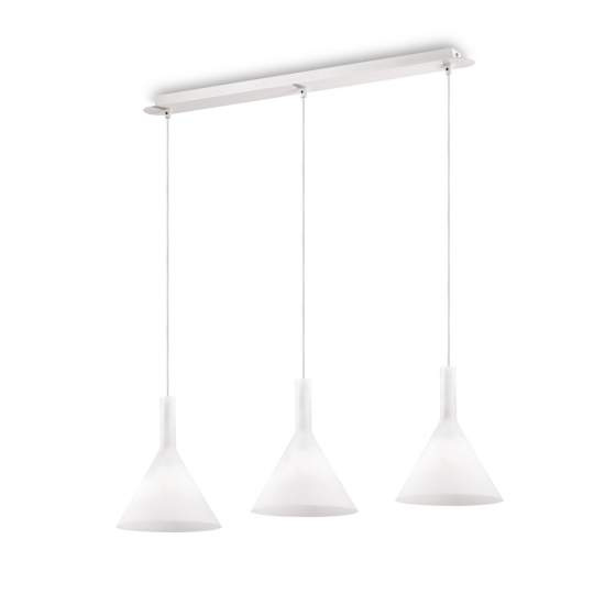 Sospensione Moderna Cocktail Vetro Bianco 3 Luci E14 074245