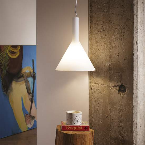 Sospensione Moderna Cocktail Vetro Bianco 1 Luce E27 074313