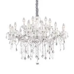 Lampadario Classico Florian Metallo-Cristallo Cromo 18 Luci E14