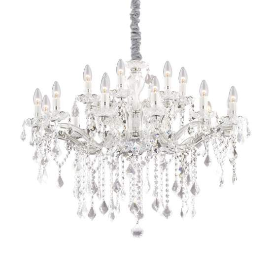 Lampadario Classico Florian Metallo-Cristallo Cromo 18 Luci E14 075150