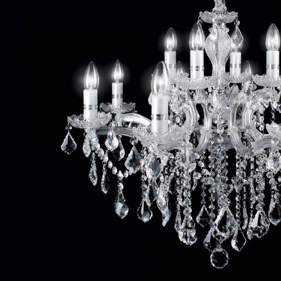 Lampadario Classico Florian Metallo-Cristallo Cromo 18 Luci E14 075150