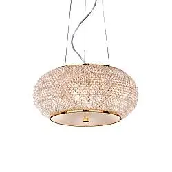 Sospensione Contemporanea Pasha' Metallo-Cristallo Oro 6 Luci E14