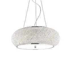 Sospensione Contemporanea Pasha' Metallo-Cristallo Cromo 10 Luci E14