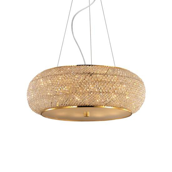 Sospensione Contemporanea Pasha' Metallo-Cristallo Oro 10 Luci E14 082257