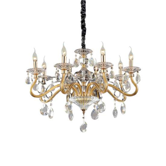 Lampadario Classico Negresco Metallo-Cristallo Oro 8 Luci E14 087764